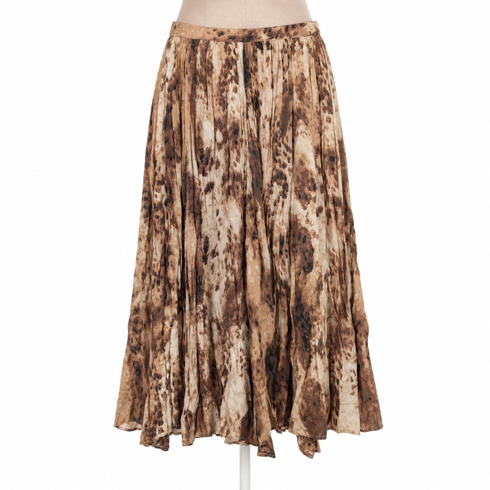Vintage Y2K Abstract Fairy Maxi Skirt Sz S Brown Flared Elastic Waist Whimsigoth